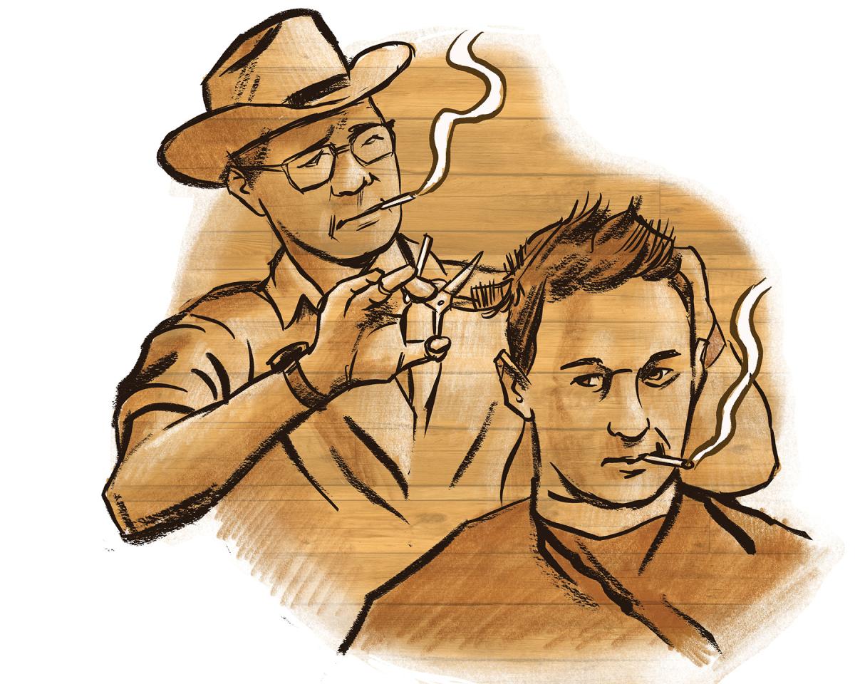 Barber smoking